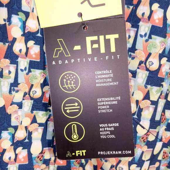 Projek Raw A-Fit Button down shirt  SMALL  Cocktail Print  Stretch  Wicking  NWT - Picture 8 of 11